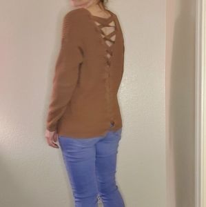 M Poof corset ladder back sweater brown